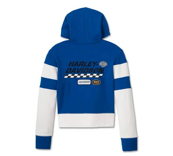 HARLEY-DAVIDSON WOMENS BLUE BLAZES CROPPED HOODIE