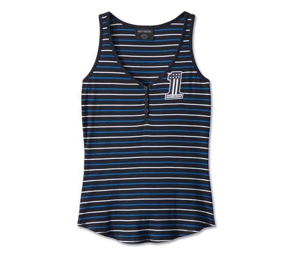 HARLEY-DAVIDSON WOMENS #1 RACING STRIPPED TANK