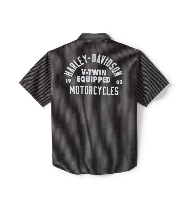 HARLEY-DAVIDSON MENS V-TWIN EQUIPPED STRIPED MECHANICS SHIRT