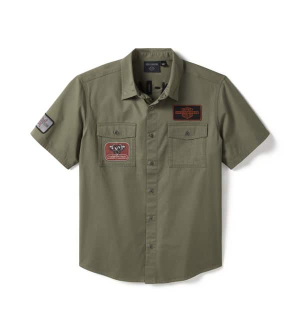 HARLEY-DAVIDSON MENS V-TWIN EQUIPPED SOLID MECHANICS SHIRT