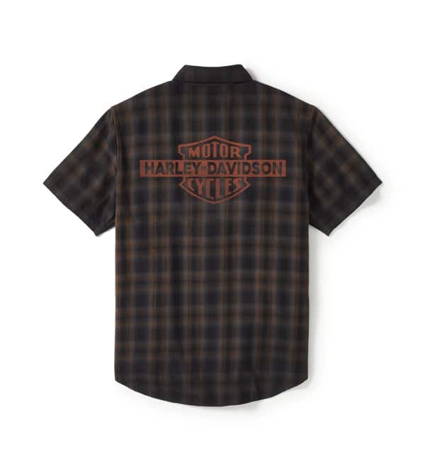 HARLEY-DAVIDSON MENS BAR & SHIELD PLAID SHORT SLEEVE SHIRT