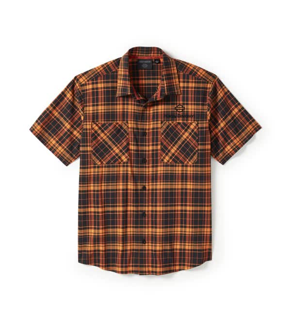 HARLEY-DAVIDSON MENS TECH COOLMAX PLAID SHORT SLEEVE SHIRT