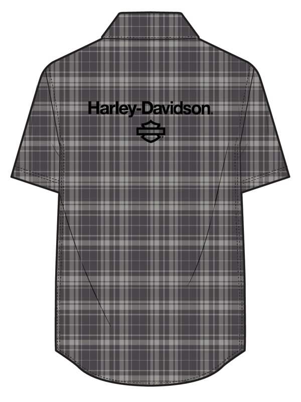 HARLEY-DAVIDSON MENS TECH COOLMAX PLAID SHORT SLEEVE SHIRT
