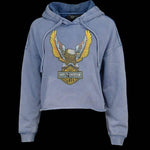 HARLEY-DAVIDSON WOMENS NEON EAGLE CROPPED PULLOVER HOODIE