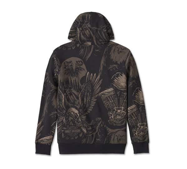 HARLEY-DAVIDSON MENS SHADOW BIRD ZIP-UP HOODIE