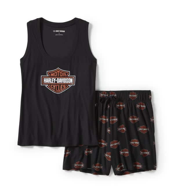 HARLEY-DAVIDSON WOMENS BAR & SHIELD PRINT PAJAMA SHORT SET