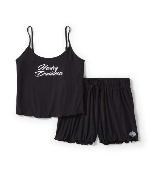 HARLEY-DAVIDSON WOMENS LETTUCE TRIM PAJAMA SHORT SET