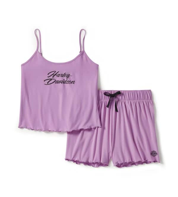 HARLEY-DAVIDSON WOMENS LETTUCE TRIM PAJAMA SHORT SET