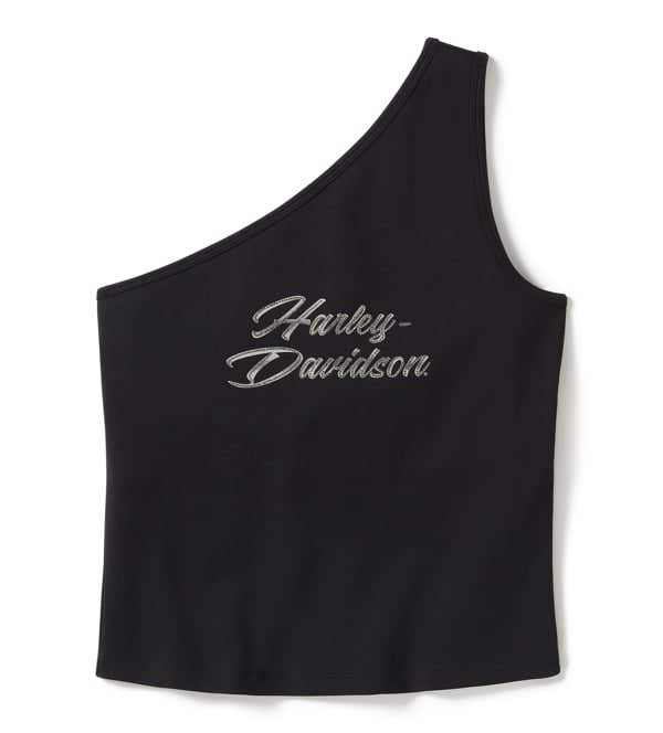 HARLEY-DAVIDSON WOMENS ESSENTIAL BLING ONE SHOULDER TOP