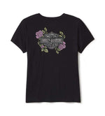HARLEY-DAVIDSON WOMENS ROSE & THORN BLING V NECK TEE