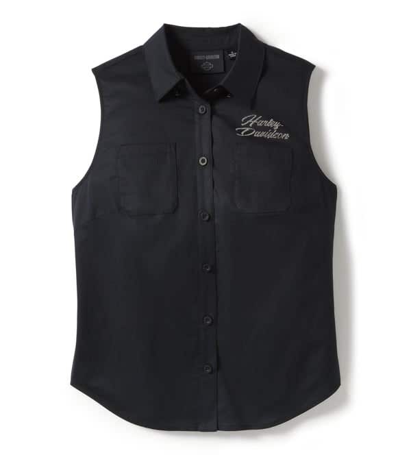 HARLEY-DAVIDSON WOMENS ESSENTIAL BLING BUTTON FRONT TANK
