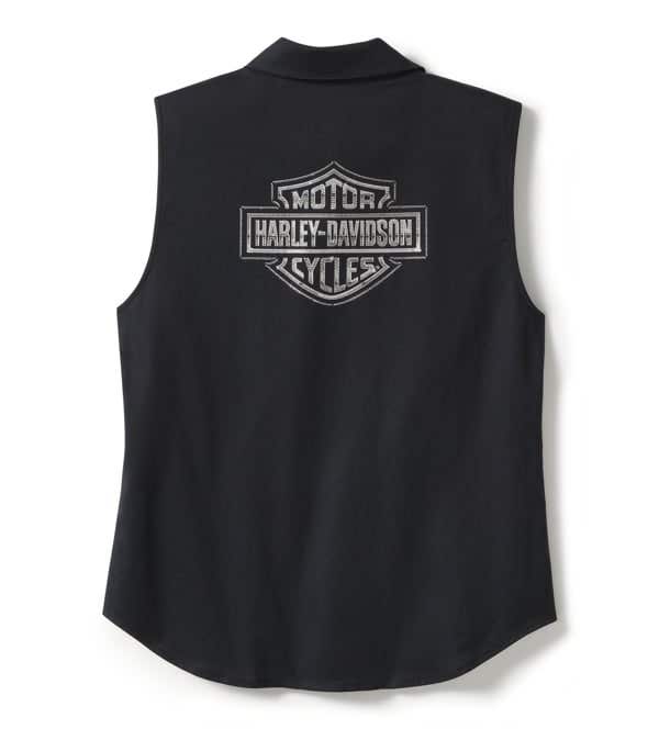 HARLEY-DAVIDSON WOMENS ESSENTIAL BLING BUTTON FRONT TANK