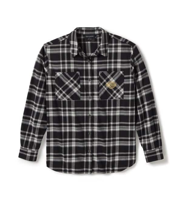 HARLEY-DAVIDSON WOMENS PATCH WOVEN LONG SLEEVE SHIRT