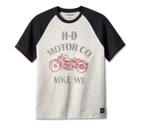 HARLEY-DAVIDSON MENS VINTAGE SPIRIT RAGLAN TEE - COLORBLOCK