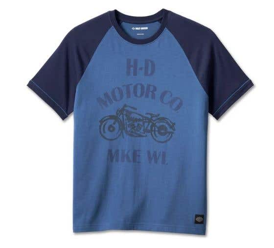 HARLEY-DAVIDSON MENS VINTAGE SPIRIT RAGLAN TEE - COLORBLOCKED