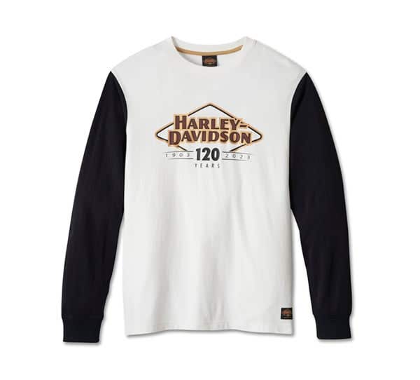 HARLEY-DAVIDSON MENS 120TH ANNIVERSARY COLORBLOCK TEE