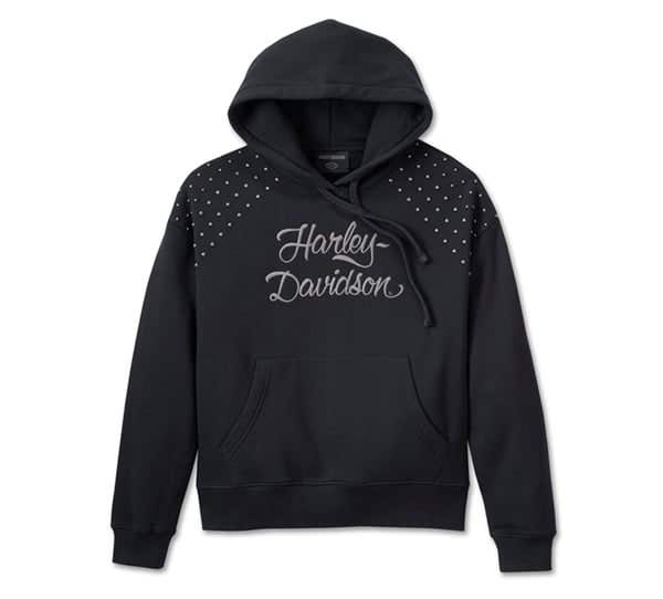 HARLEY-DAVIDSON WOMENS STUDDED OUT PULL OVER HOODIE