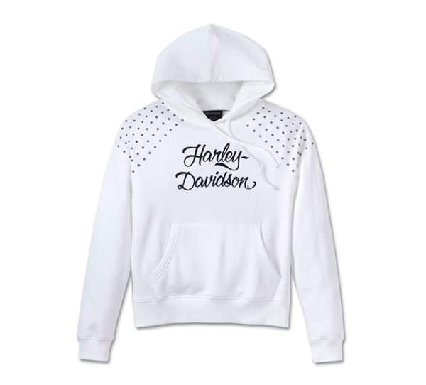 HARLEY-DAVIDSON WOMENS STUDDED OUT PULL OVER HOODIE