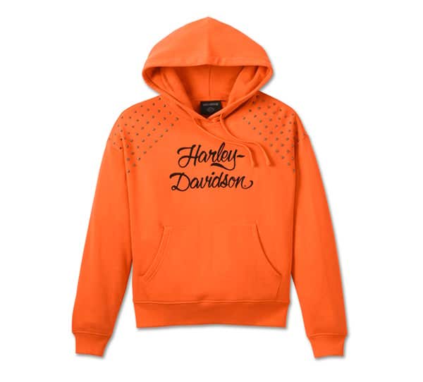 HARLEY-DAVIDSON WOMENS STUDDED OUT PULL OVER HOODIE