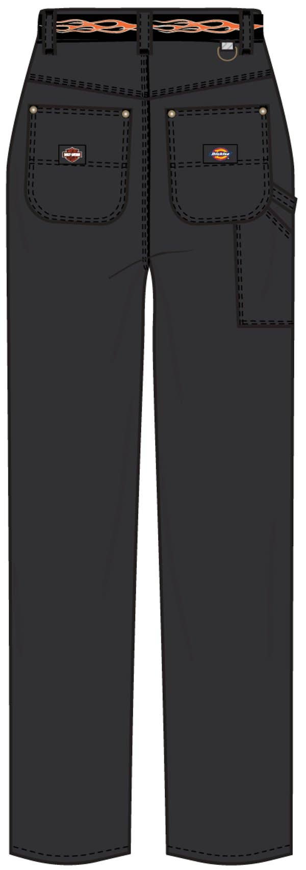 HARLEY-DAVIDSON MENS DICKIES X H-D FLEX FIT DOUBLE POCKET CARPENTER PANT W/ FLAME BELT