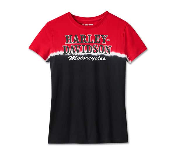 HARLEY-DAVIDSON WOMENS RED HANDED DIP DYE TEE