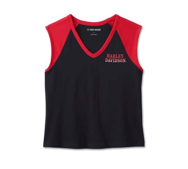 HARLEY-DAVIDSON WOMENS SIZZLING BAR & SHIELD CROPPED TEE