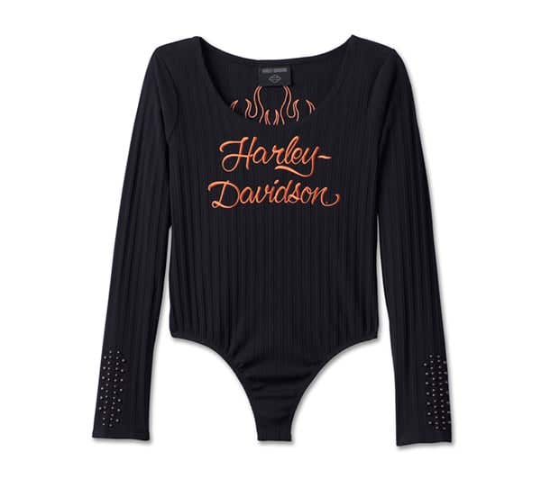 HARLEY-DAVIDSON WOMENS FUEL TO FLAMES RIBBED BODY SUIT