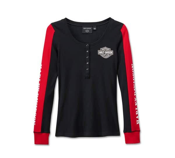 HARLEY-DAVIDSON WOMENS BAR & SHIELD SNAP FRONT HENLEY