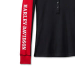 HARLEY-DAVIDSON WOMENS BAR & SHIELD SNAP FRONT HENLEY