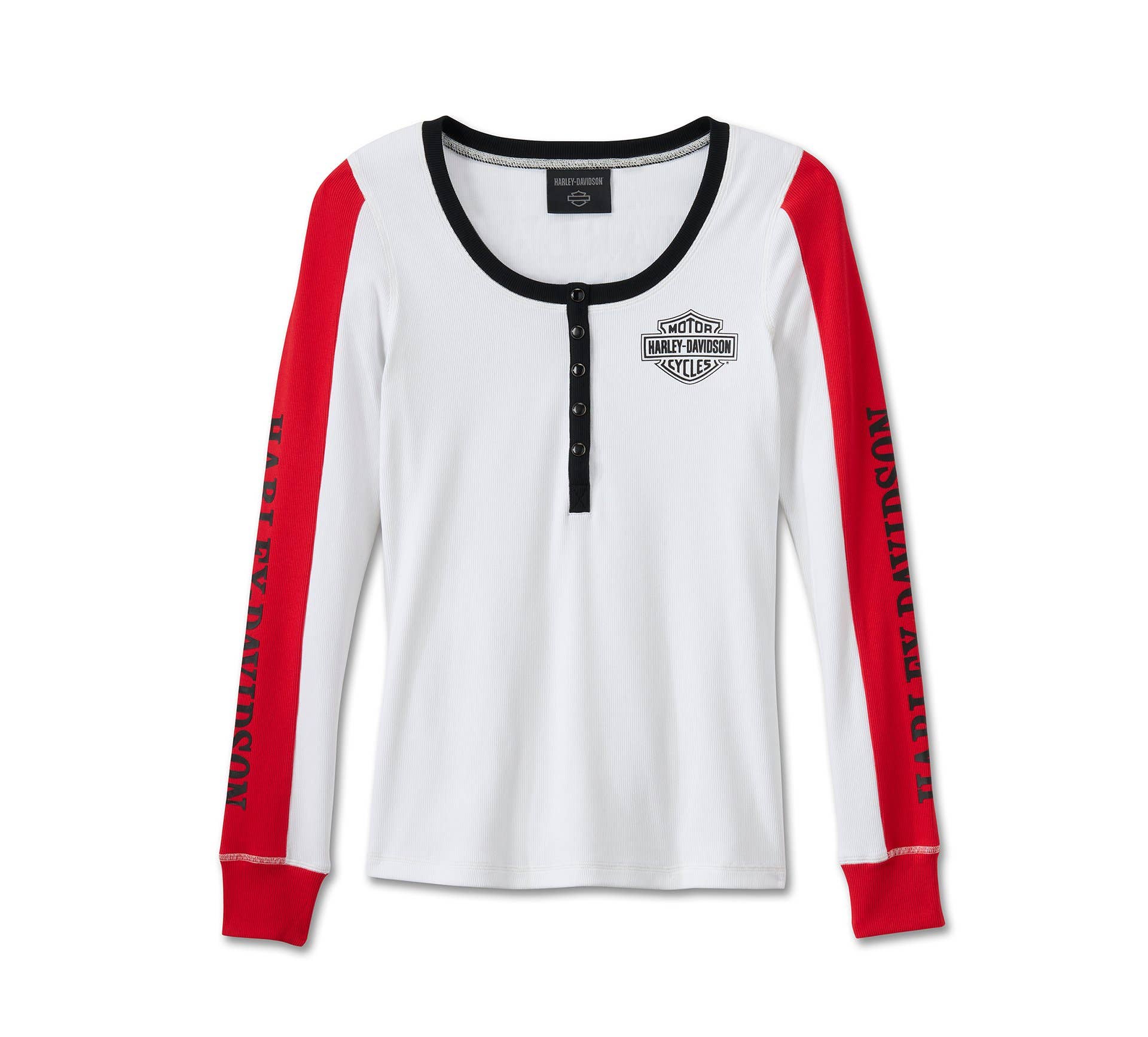HARLEY-DAVIDSON WOMENS BAR & SHIELD SNAP FRONT HENLEY
