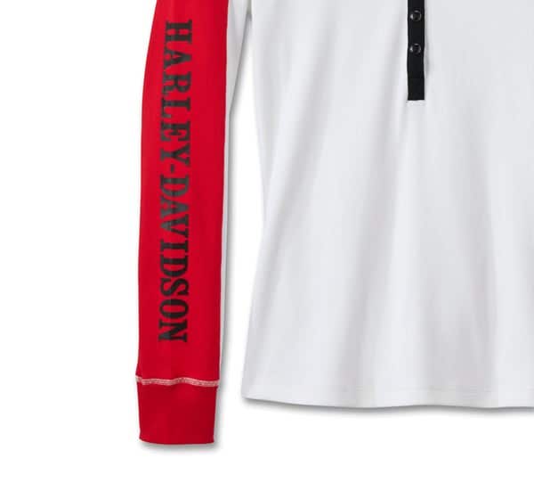 HARLEY-DAVIDSON WOMENS BAR & SHIELD SNAP FRONT HENLEY