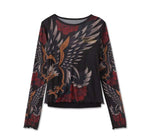 HARLEY-DAVIDSON WOMENS TATTOOED MESH KNIT TOP