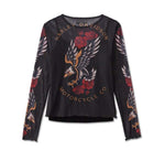 HARLEY-DAVIDSON WOMENS TATTOOED MESH KNIT TOP
