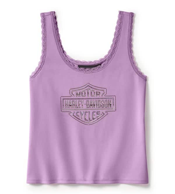 HARLEY-DAVIDSON WOMENS ESSENTIAL BLING LACE TRIM TANK