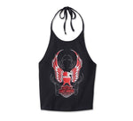 HARLEY-DAVIDSON WOMENS CRIMSON BIRD CROPPED HALTER NECK TANK