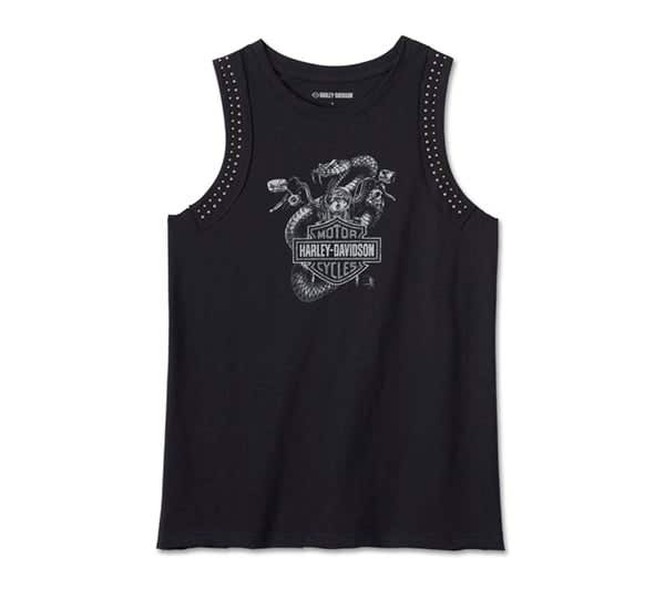 HARLEY-DAVIDSON WOMENS KING COBRA EMBELLISHED MUSCLE TANK