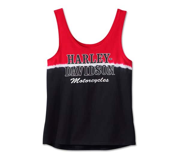 HARLEY-DAVIDSON WOMENS RED HANDED DIP DYE TANK