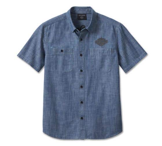 HARLEY-DAVIDSON MENS CLUB CREW CHAMBRAY SHIRT