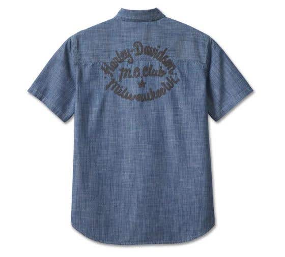 HARLEY-DAVIDSON MENS CLUB CREW CHAMBRAY SHIRT
