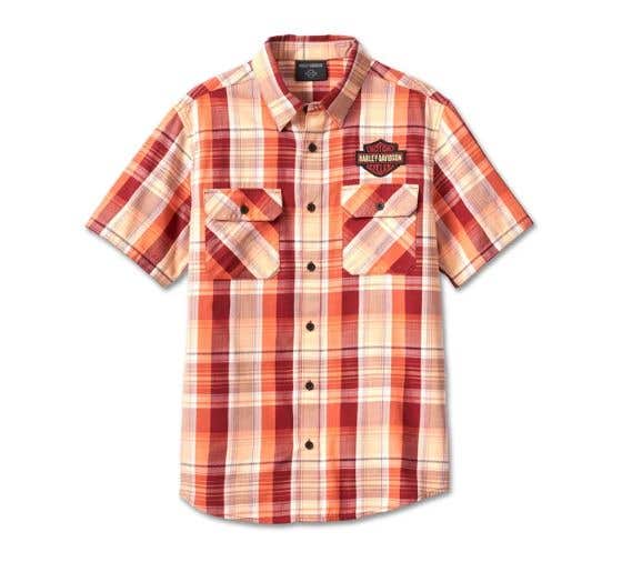 HARLEY-DAVIDSON MENS BAR & SHIELD PLAID SHIRT - YD PLAID