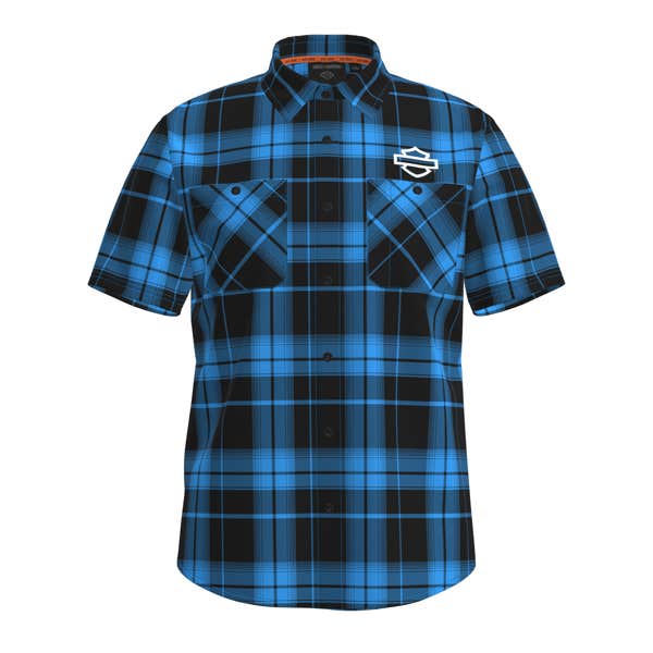 HARLEY-DAVIDSON MENS H-D TECH COOLMAX PLAID SHIRT
