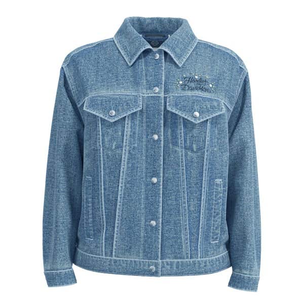 HARLEY-DAVIDSON WOMENS STUDDED OUT EMBELLISHED DENIM JACKET