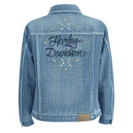 HARLEY-DAVIDSON WOMENS STUDDED OUT EMBELLISHED DENIM JACKET
