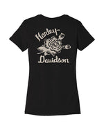 HARLEY-DAVIDSON WOMENS FOREVER ROSES BACK PRINT TEE