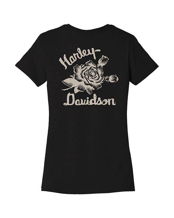HARLEY-DAVIDSON WOMENS FOREVER ROSES BACK PRINT TEE