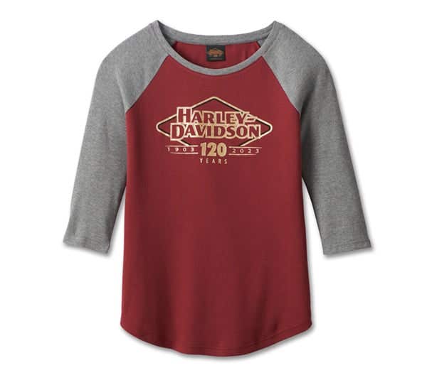 HARLEY-DAVIDSON WOMENS 120TH ANNIVERSARY SPEEDBIRD DIAMOND KNIT TOP