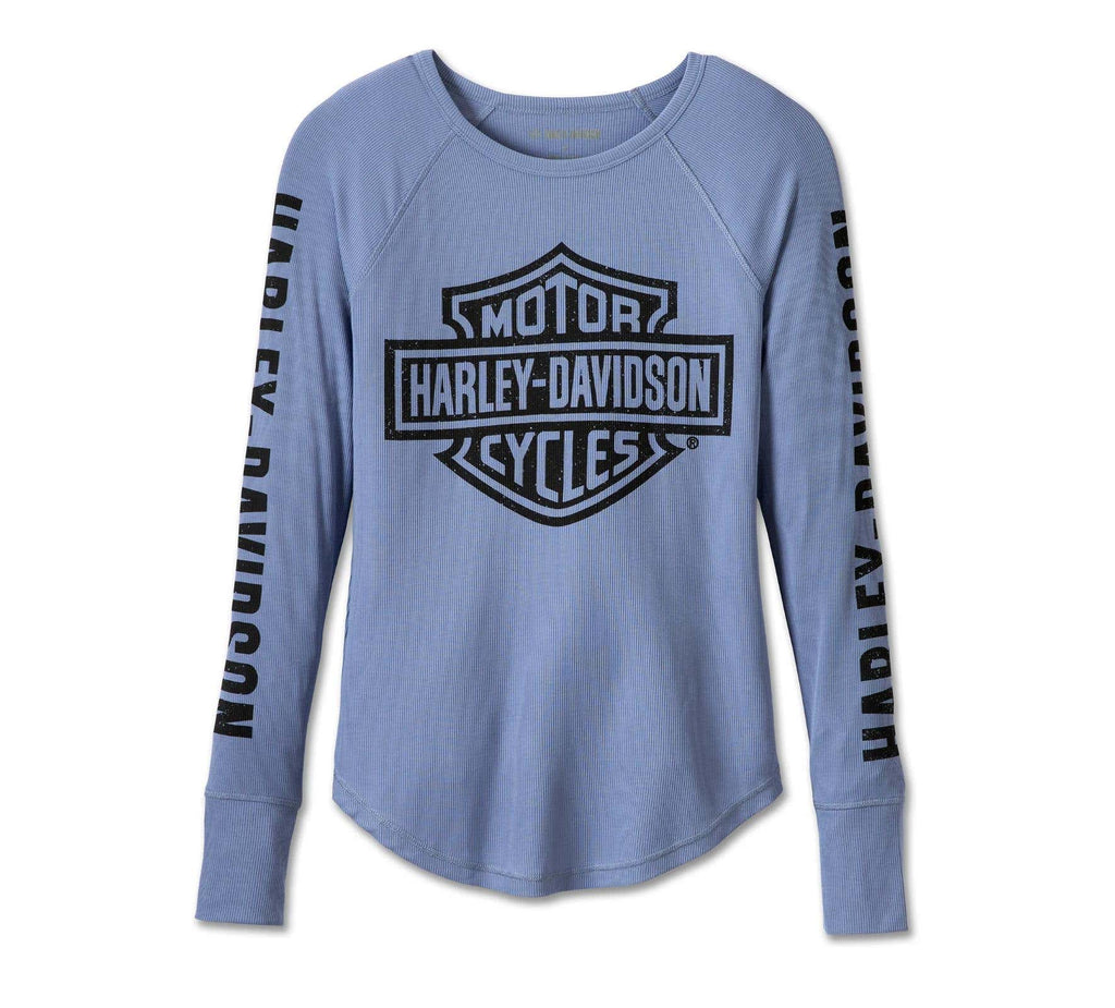 HARLEY-DAVIDSON WOMENS AUTHENTIC BAR & SHIELD RIB-KNIT TOP