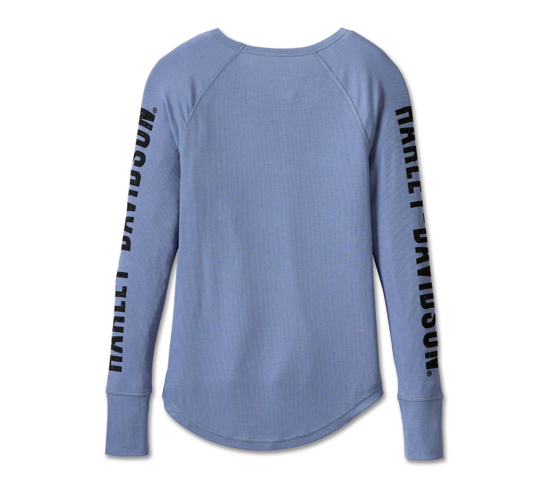 HARLEY-DAVIDSON WOMENS AUTHENTIC BAR & SHIELD RIB-KNIT TOP