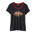 HARLEY-DAVIDSON WOMENS 120TH ANNIVERSARY SPEEDBIRD DIAMOND SCOOPNECK TEE