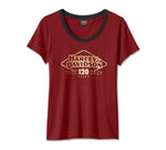 HARLEY-DAVIDSON WOMENS 120TH ANNIVERSARY SPEEDBIRD DIAMOND SCOOPNECK TEE